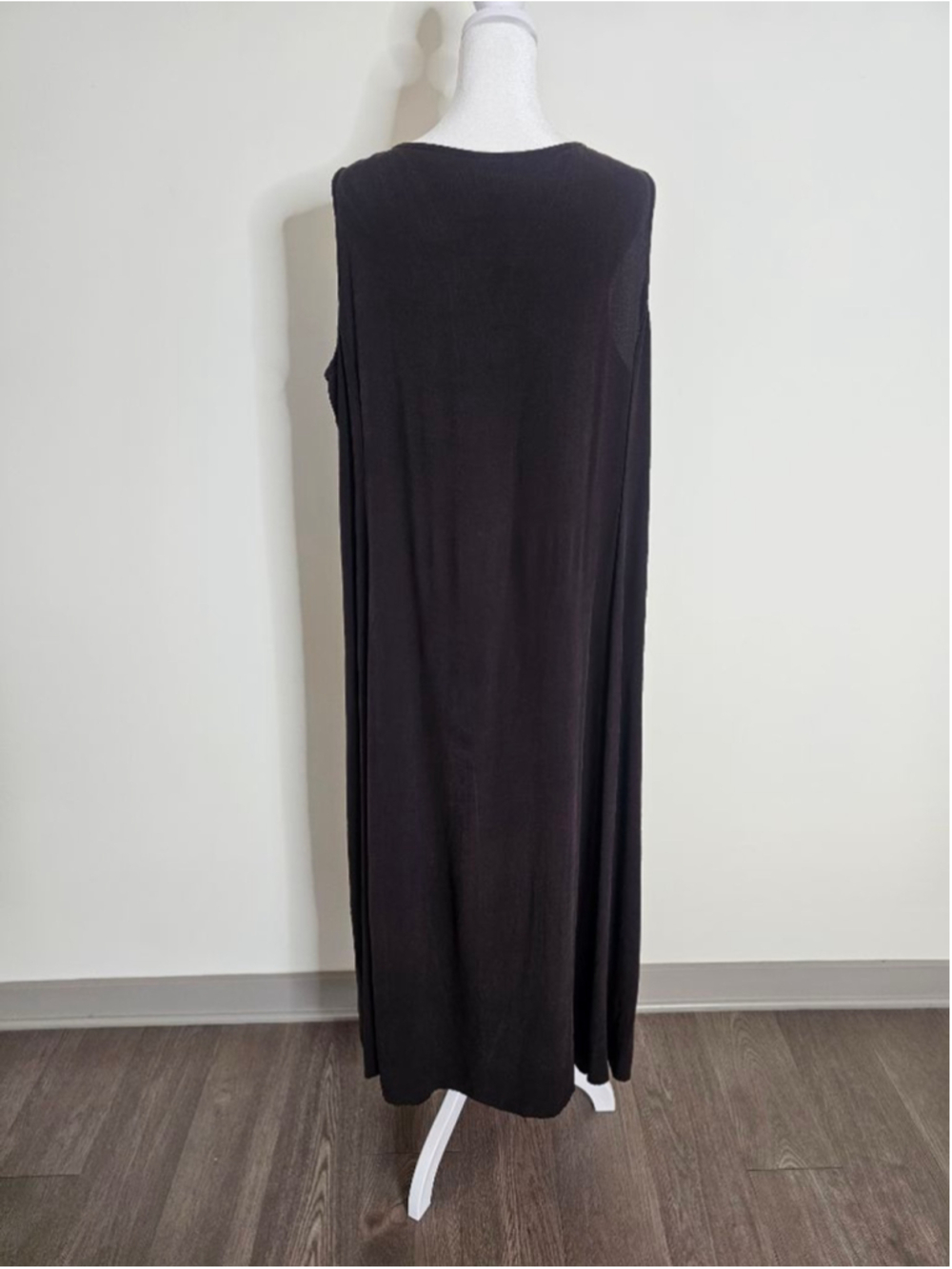 Women's Eileen Fisher Dark Brown Silk Maxi Dress 1X - Picture 3 of 7